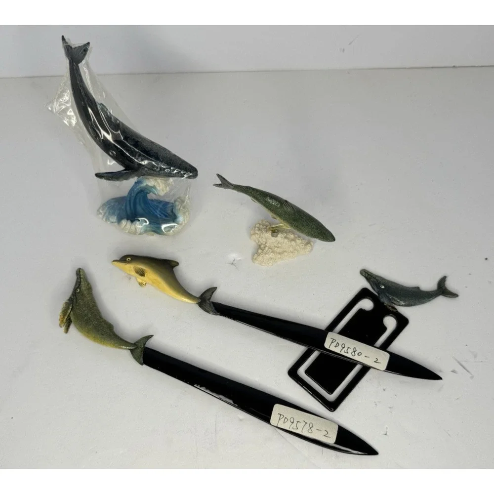 Lot of 5 Vintage Lacquer Painted Fish Letter‎ Openers And Figurines 8
